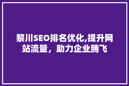黎川SEO排名优化,提升网站流量，助力企业腾飞 seo技术