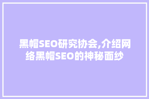 黑帽SEO研究协会,介绍网络黑帽SEO的神秘面纱 360搜优化