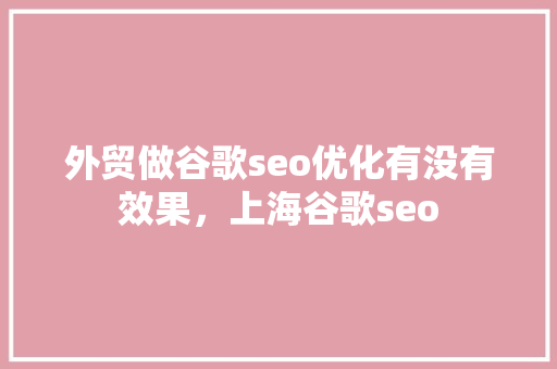 外贸做谷歌seo优化有没有效果，上海谷歌seo