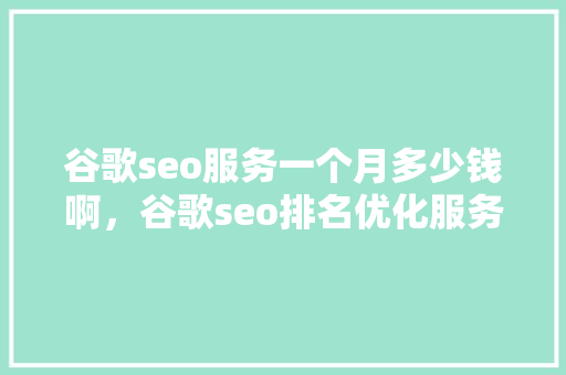 谷歌seo服务一个月多少钱啊，谷歌seo排名优化服务