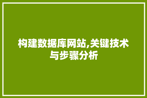 构建数据库网站,关键技术与步骤分析