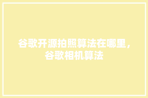 谷歌开源拍照算法在哪里，谷歌相机算法