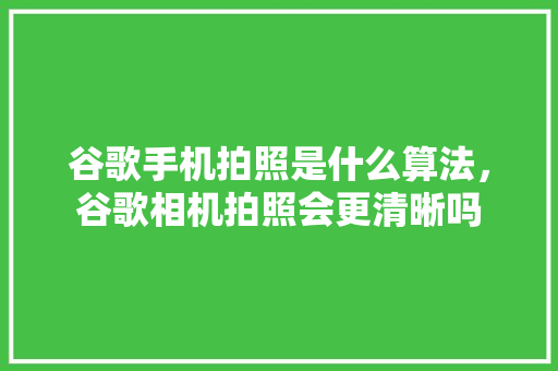 谷歌手机拍照是什么算法，谷歌相机拍照会更清晰吗