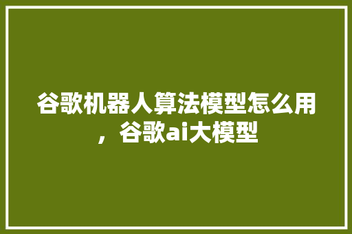 谷歌机器人算法模型怎么用，谷歌ai大模型 seo技术