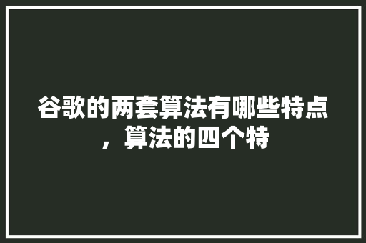 谷歌的两套算法有哪些特点，算法的四个特 网站优化