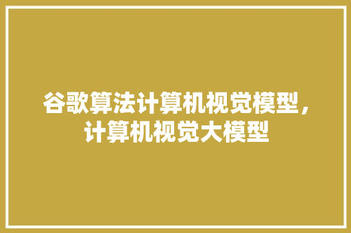 谷歌算法计算机视觉模型，计算机视觉大模型