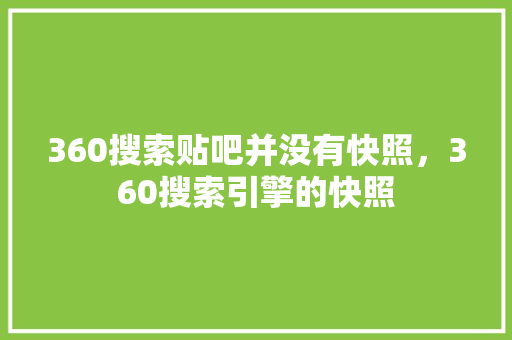 360搜索贴吧并没有快照，360搜索引擎的快照