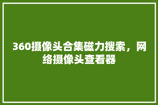 360摄像头合集磁力搜索，网络摄像头查看器
