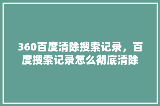 360百度清除搜索记录，百度搜索记录怎么彻底清除 seo技术