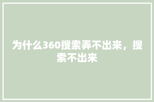 为什么360搜索弄不出来，搜索不出来