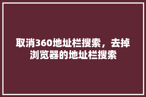 取消360地址栏搜索，去掉浏览器的地址栏搜索