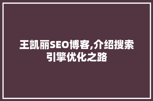 王凯丽SEO博客,介绍搜索引擎优化之路 网站优化