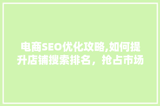 电商SEO优化攻略,如何提升店铺搜索排名，抢占市场先机