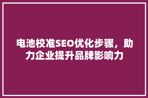 电池校准SEO优化步骤，助力企业提升品牌影响力