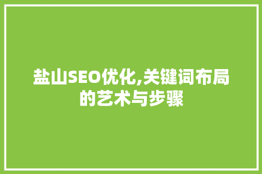 盐山SEO优化,关键词布局的艺术与步骤