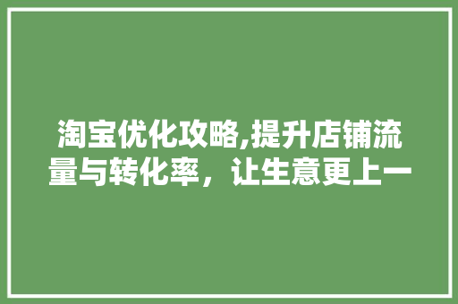 淘宝优化攻略,提升店铺流量与转化率，让生意更上一层楼 淘宝优化攻略,提升店铺流量与转化率，让生意更上一层楼 百度算法