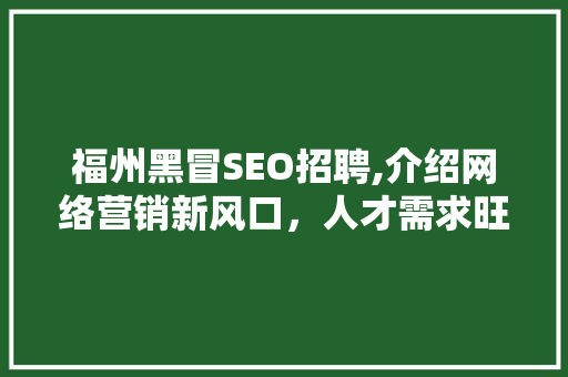 福州黑冒SEO招聘,介绍网络营销新风口，人才需求旺盛！ 网站开发