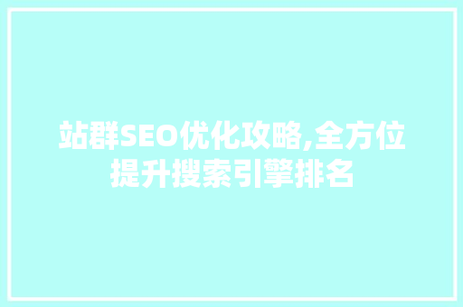 站群SEO优化攻略,全方位提升搜索引擎排名 seo技术