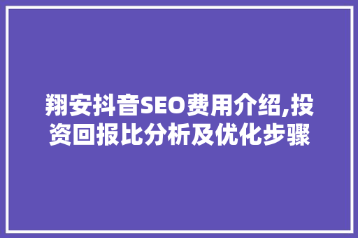 翔安抖音SEO费用介绍,投资回报比分析及优化步骤