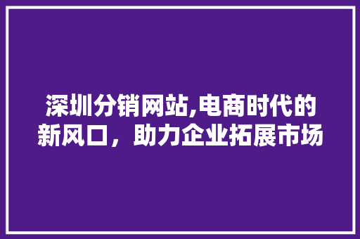 深圳分销网站,电商时代的新风口，助力企业拓展市场新蓝海 深圳分销网站,电商时代的新风口，助力企业拓展市场新蓝海 头条优化