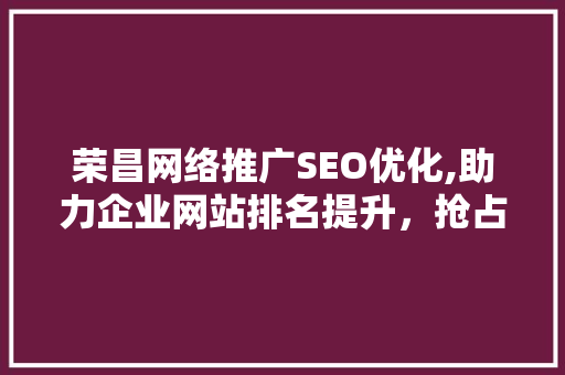 荣昌网络推广SEO优化,助力企业网站排名提升，抢占市场先机 英文谷歌算法