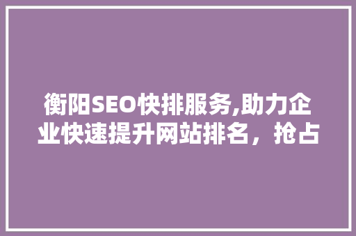 衡阳SEO快排服务,助力企业快速提升网站排名，抢占网络市场先机
