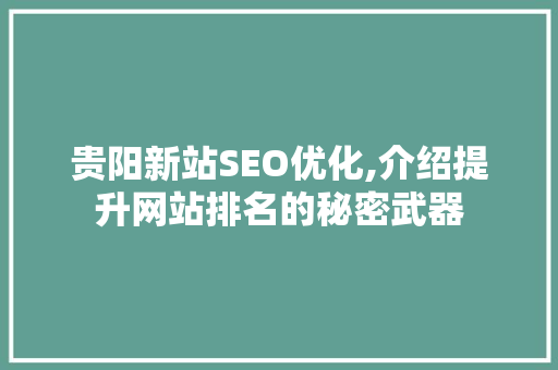 贵阳新站SEO优化,介绍提升网站排名的秘密武器