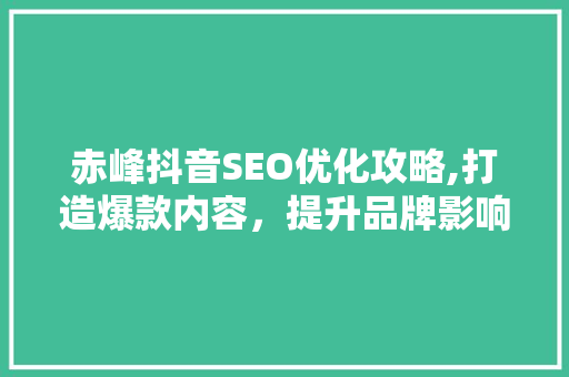 赤峰抖音SEO优化攻略,打造爆款内容，提升品牌影响力 360搜优化