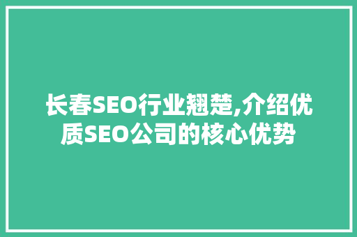长春SEO行业翘楚,介绍优质SEO公司的核心优势