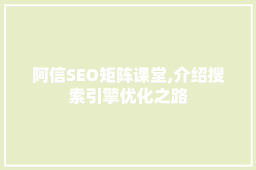 阿信SEO矩阵课堂,介绍搜索引擎优化之路