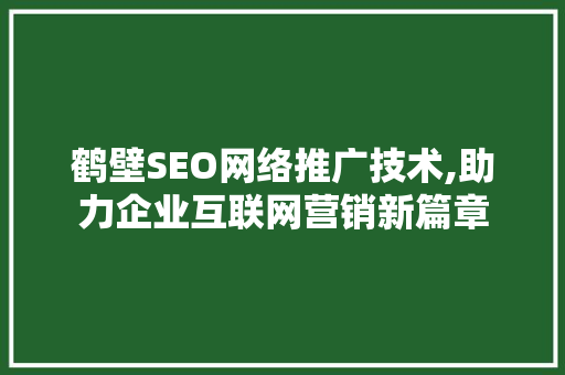 鹤壁SEO网络推广技术,助力企业互联网营销新篇章 AI技术学习