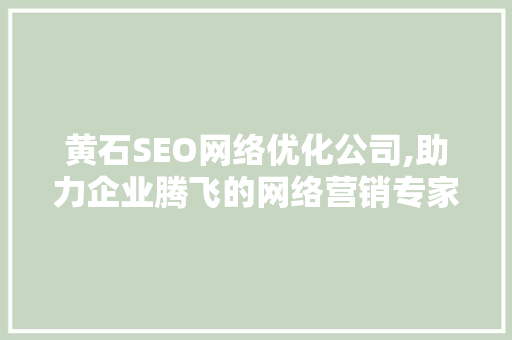 黄石SEO网络优化公司,助力企业腾飞的网络营销专家 英文谷歌算法