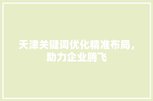 天津关键词优化精准布局，助力企业腾飞 网站优化