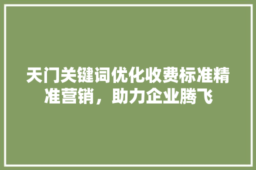 天门关键词优化收费标准精准营销，助力企业腾飞