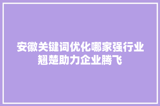 安徽关键词优化哪家强行业翘楚助力企业腾飞 360搜优化