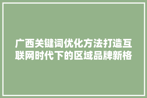 广西关键词优化方法打造互联网时代下的区域品牌新格局