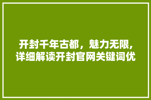 开封千年古都，魅力无限,详细解读开封官网关键词优化