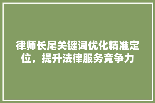 律师长尾关键词优化精准定位，提升法律服务竞争力