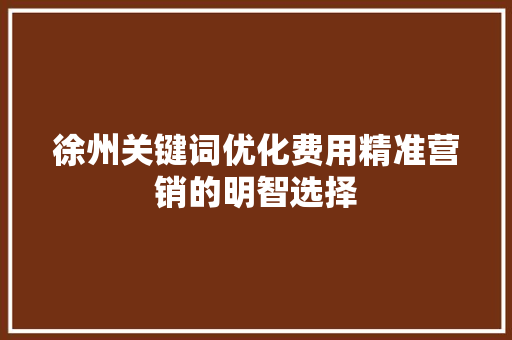 徐州关键词优化费用精准营销的明智选择 网站优化
