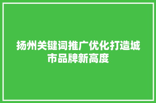 扬州关键词推广优化打造城市品牌新高度