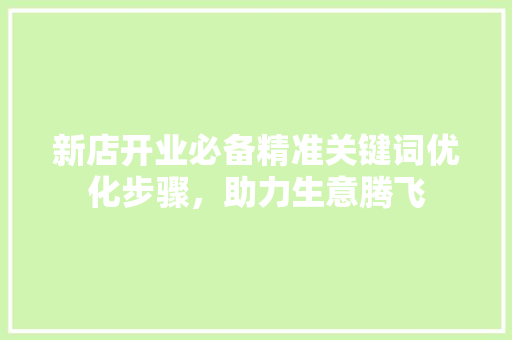新店开业必备精准关键词优化步骤，助力生意腾飞 seo技术