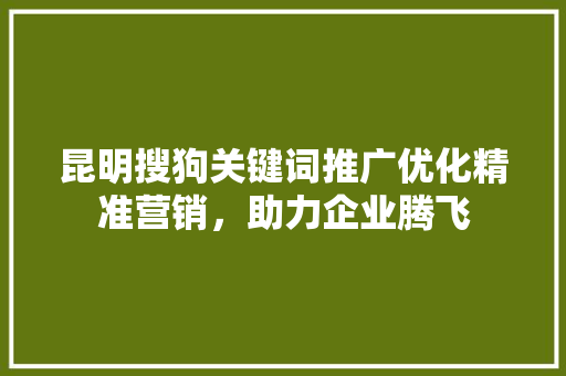 昆明搜狗关键词推广优化精准营销，助力企业腾飞 英文谷歌算法