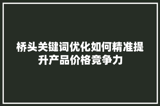 桥头关键词优化如何精准提升产品价格竞争力 360搜优化