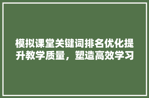 模拟课堂关键词排名优化提升教学质量，塑造高效学习环境 网站开发