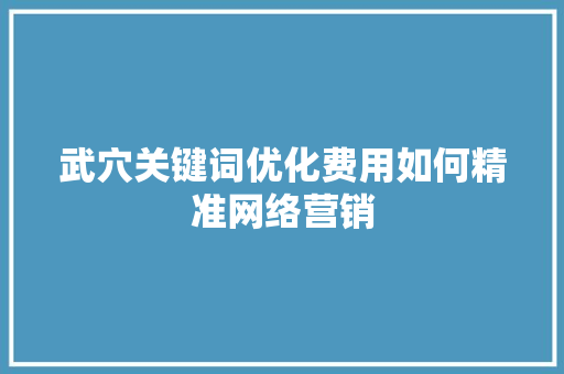 武穴关键词优化费用如何精准网络营销