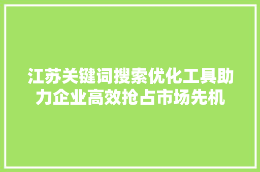 江苏关键词搜索优化工具助力企业高效抢占市场先机 seo技术