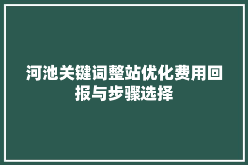 河池关键词整站优化费用回报与步骤选择
