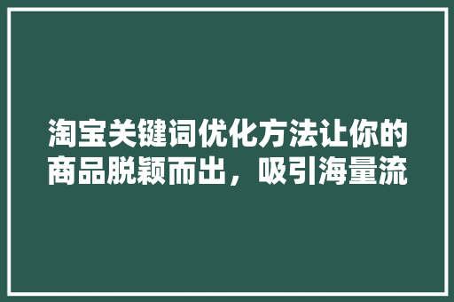 淘宝关键词优化方法让你的商品脱颖而出，吸引海量流量