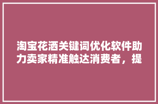 淘宝花洒关键词优化软件助力卖家精准触达消费者，提升销售业绩