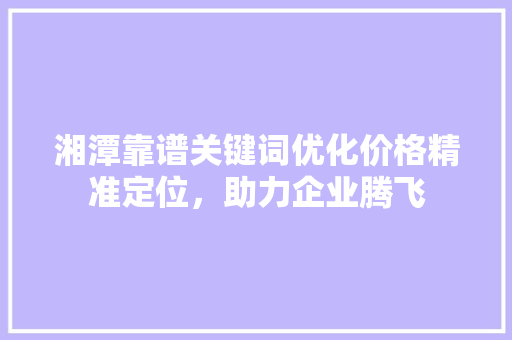 湘潭靠谱关键词优化价格精准定位，助力企业腾飞